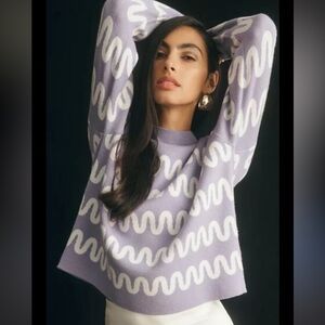 Anthropologie Maeve The Carys Mock-Neck Sweater Purple Size Small Classic Cozy